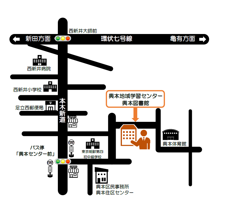 西新井ブランチへの地図